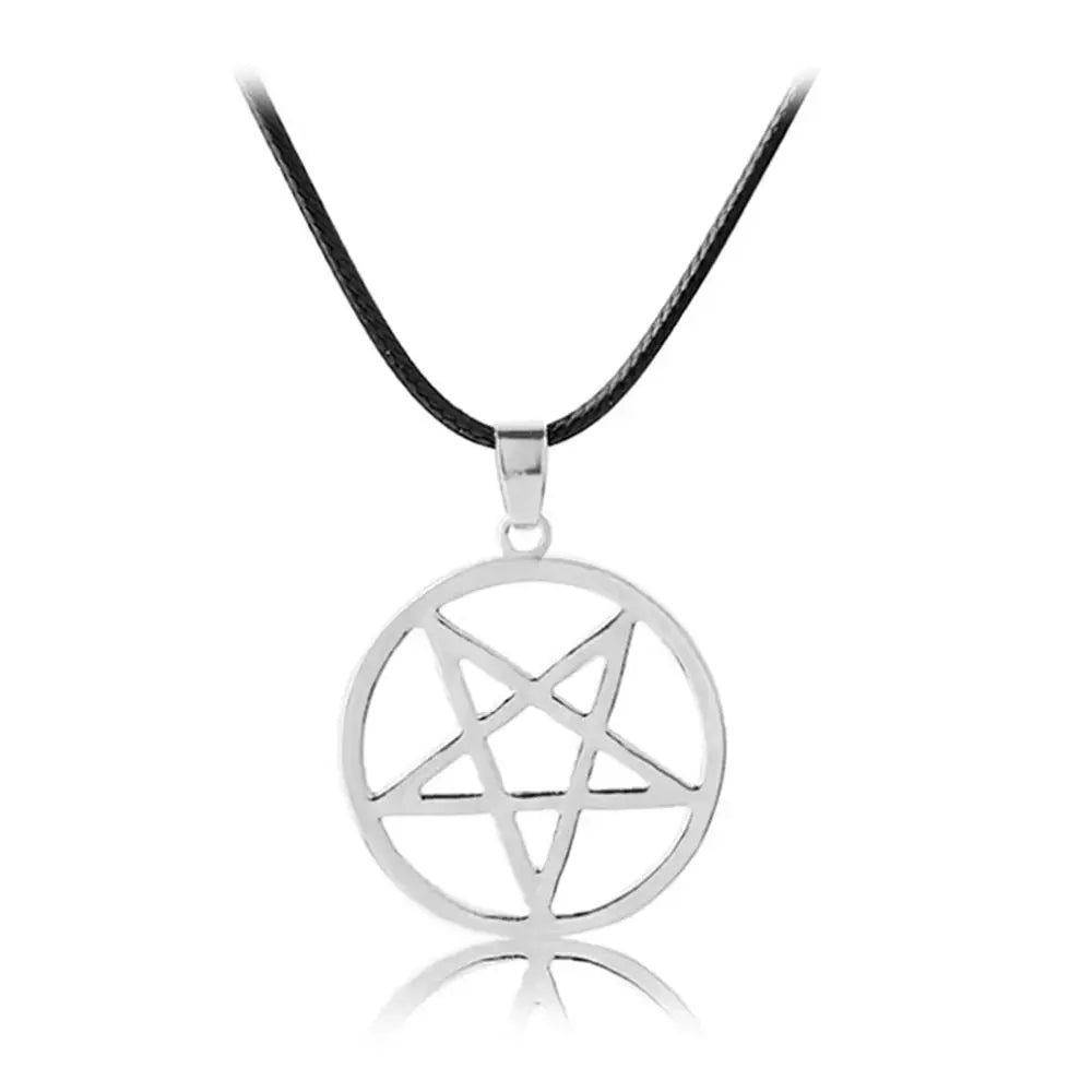 Collier de majordome noir à la mode, pendentif pentagramme Pentacle, Logo Lucifer Satan, signe, bijoux surnaturels pour hommes et femmes