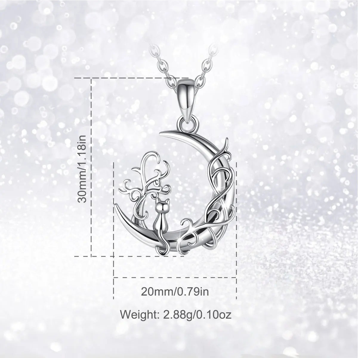 Eudora-Collier pendentif arbre de vie en argent regardé 925 pour homme et femme, chat mignon assis sur la lune, bijoux en argent fin, cadeau de fête