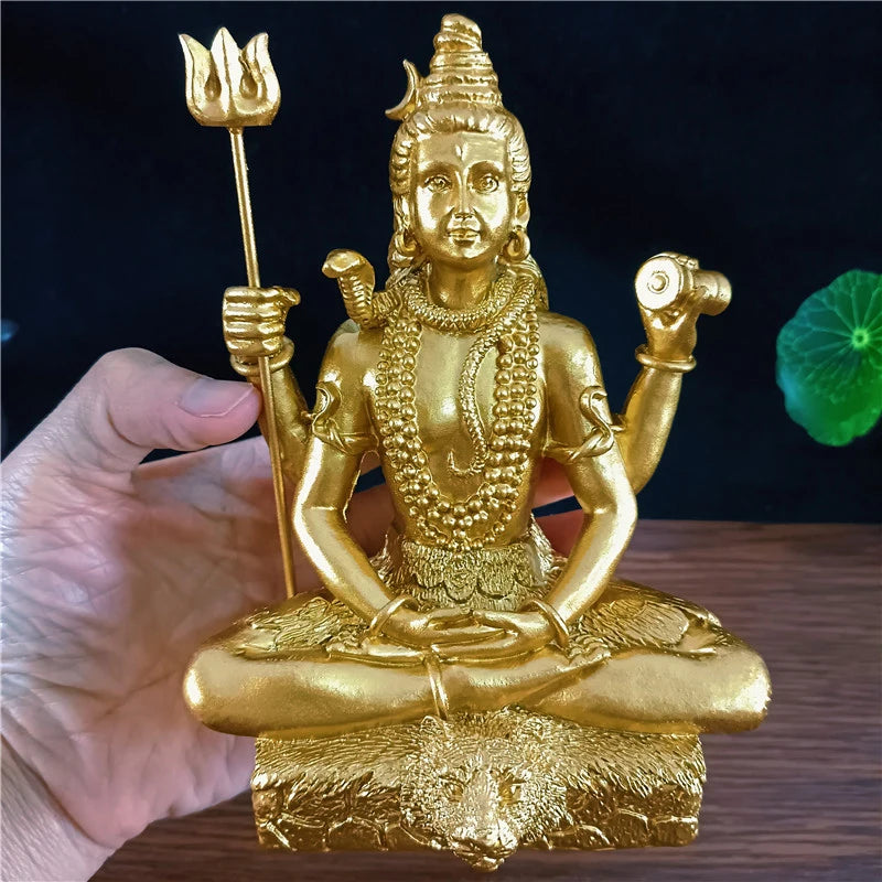 Statue de Shiva dorée hindoue Ganesha Vishnu, Figurine de bouddha, Sculpture, décoration de salle, bureau, maison, dieu indien, artisanat Feng Shui