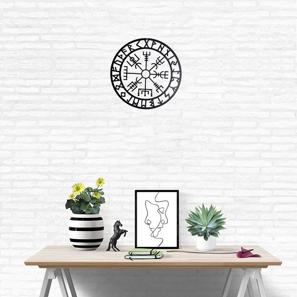Panneau métallique avec symbole Viking Odin nordique, Plaque découpée noire creuse, pour salle à manger, boutique, maison, décoration murale suspendue