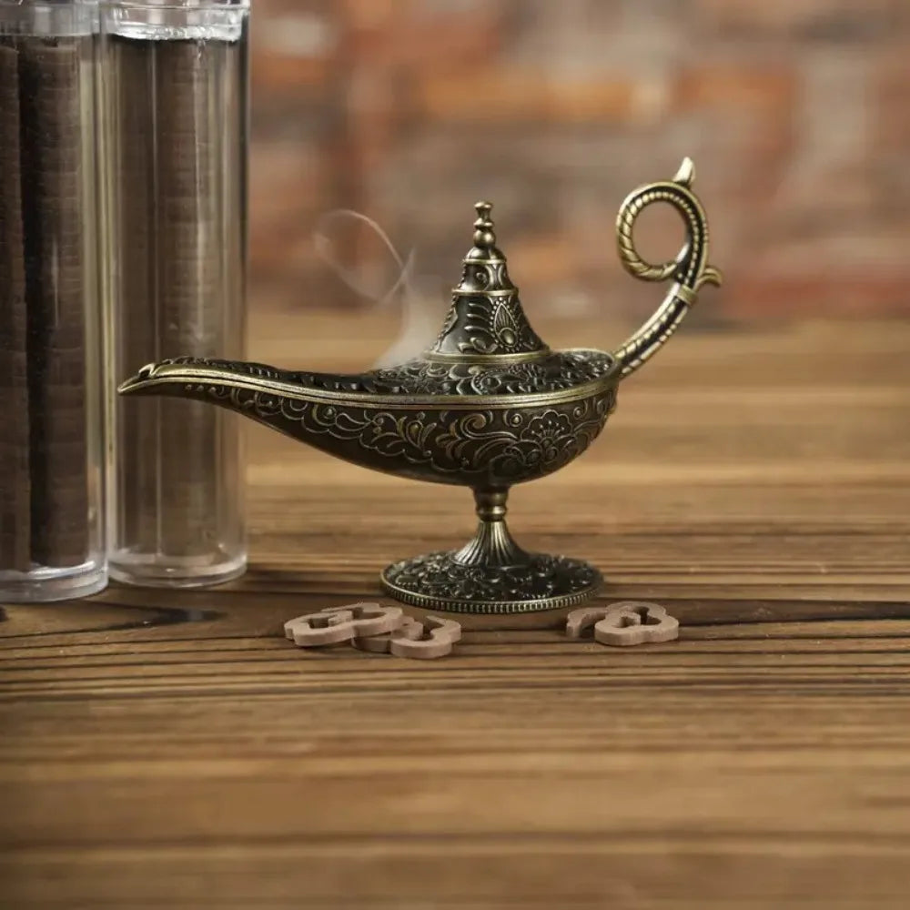 Brûleur d'encens de style antique durable, métal de purification de l'air, four aromatique, cadeaux de Press, lampe Aladdin, décoration d'intérieur