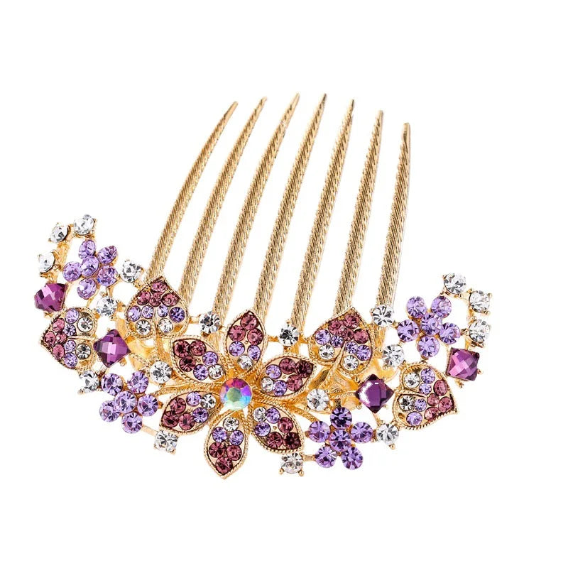 Peigne à cheveux en alliage de strass de luxe, accessoire Vintage élégant, épingle à cheveux fleur en cristal, bâtons pour femmes, accessoires pour cheveux