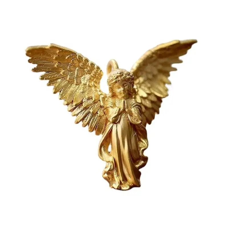 Collier ange gardien couleur or pendentif ailes d'ange Style rétro pendentif bijoux en gros