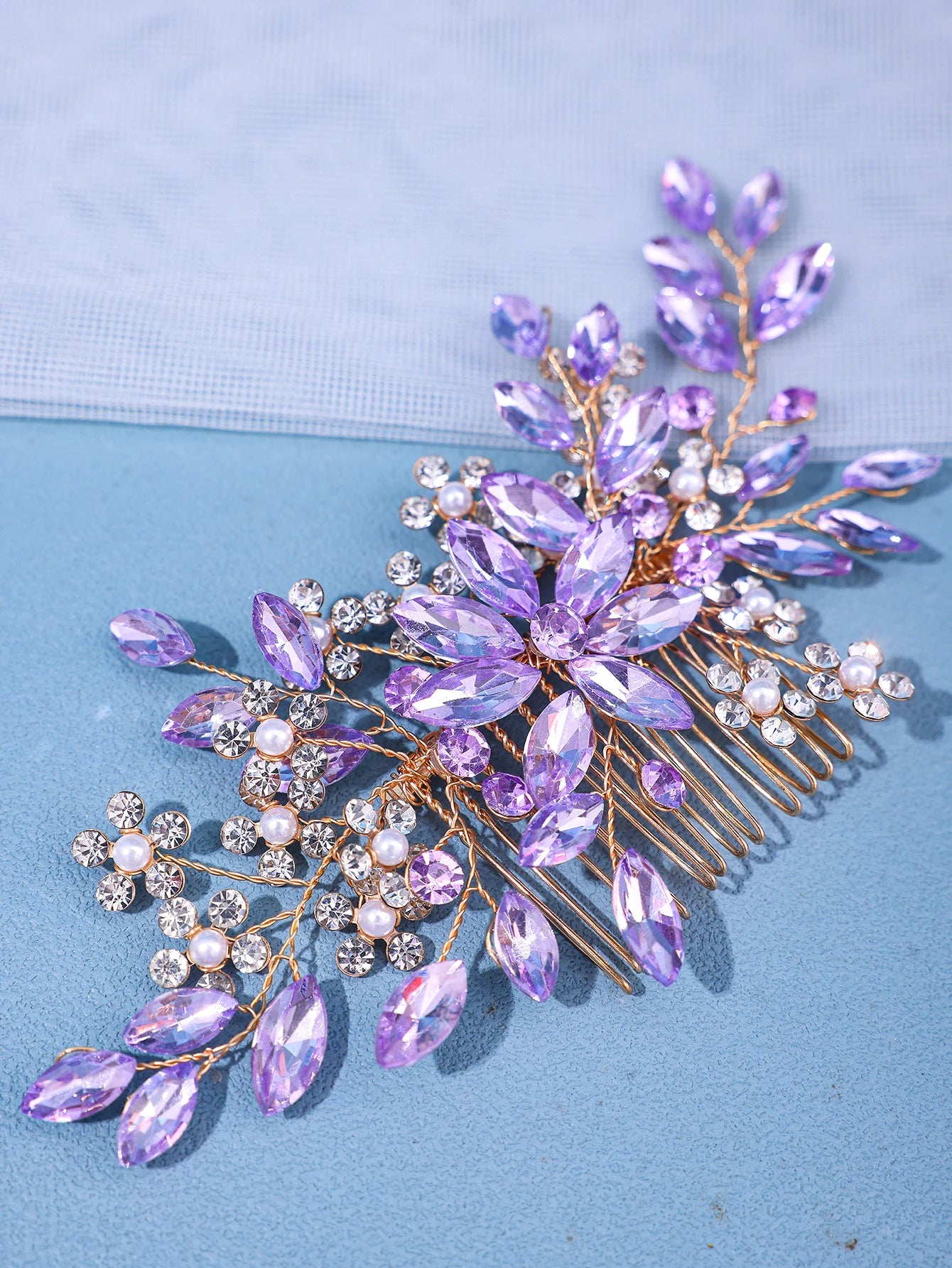 Peigne à cheveux en perles de cristal pour femmes, biscuits, fleur, cuir chevelu, épingle à cheveux, patients, mariage, sauna, bande, diadème, bijoux, accessoire