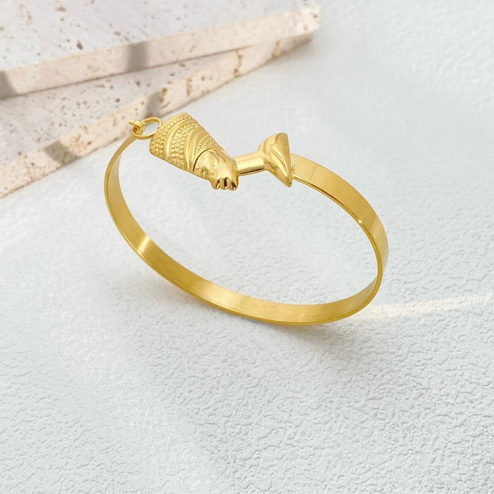 Bracelet élégant œil d'horus en acier inoxydable pour femmes, manchette réglable, Protection égyptienne antique, amulette, bijoux cadeau