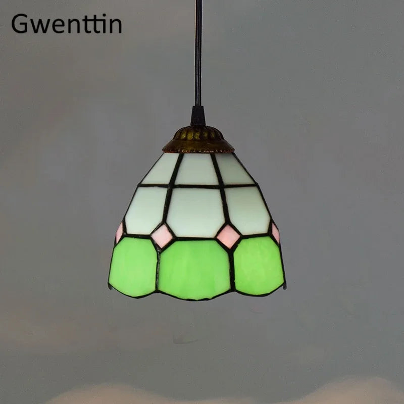 Vitrail suspension lampe salle à manger lustres plafond suspension chambre luminaire maison Luminaria Tiffanydecor