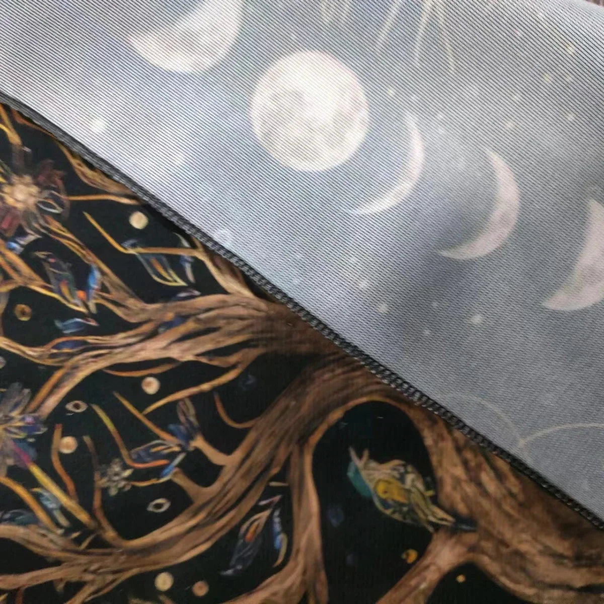 Nappe de carte de Tarot arbre de vie, nappe de plantes de Phase de lune pour Tarot de sorcière Wicca, tissu d'autel, tapis de carte de Divination