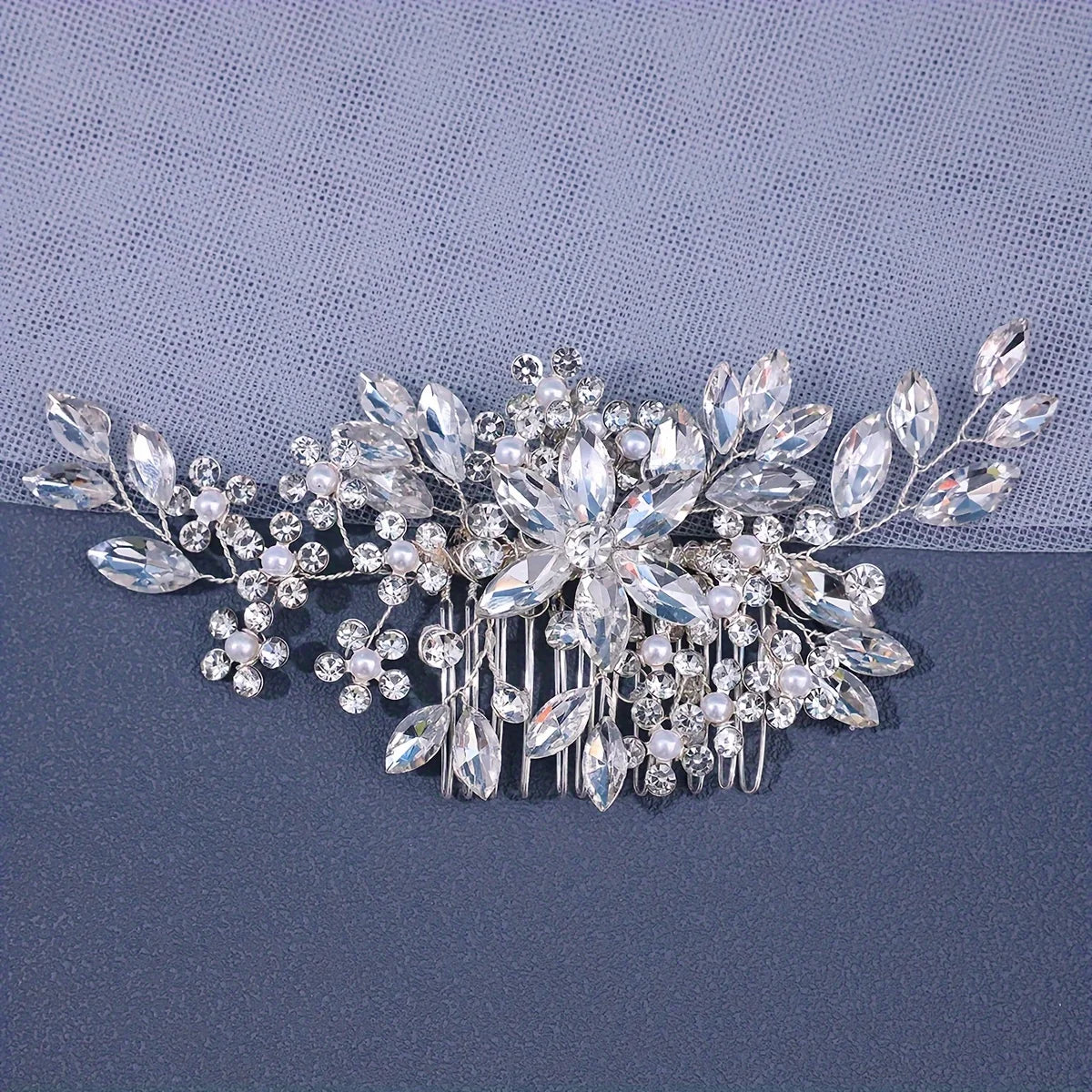 Peigne à cheveux en perles de cristal pour femmes, biscuits, fleur, cuir chevelu, épingle à cheveux, patients, mariage, sauna, bande, diadème, bijoux, accessoire