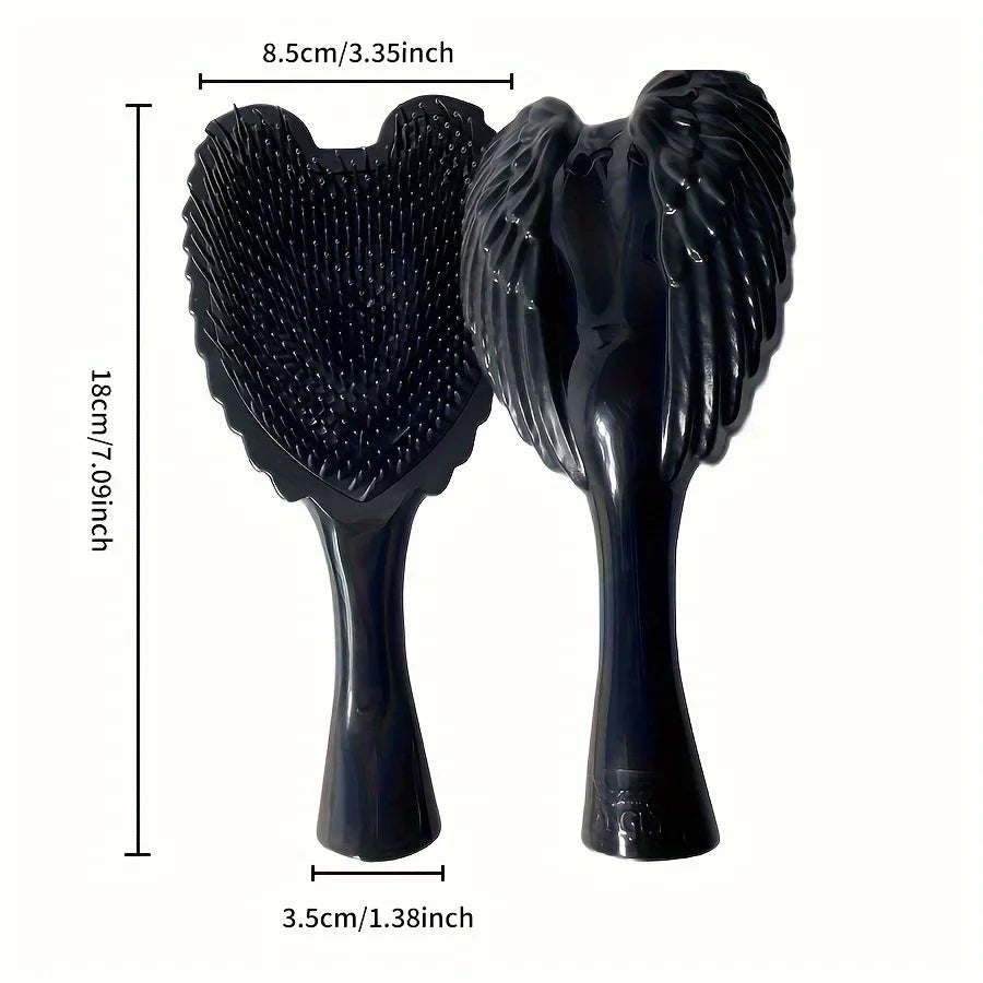 Peigne à cheveux ailes d'ange, poils en plastique durables, poignée ABS, adapté à un usage humide ou sec, petit outil de coiffure portable