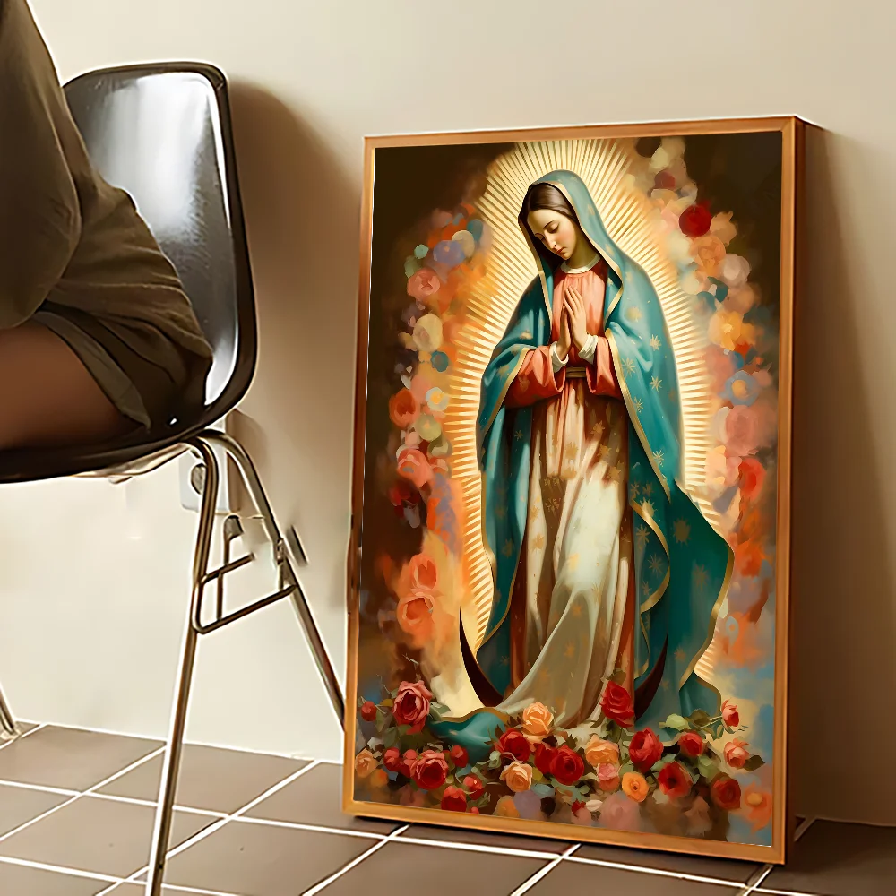 Vierge Marie Art Madame Guadalupe toile peinture affiche Kraft Club Bar papier Vintage affiches mur Art peinture chambre étude