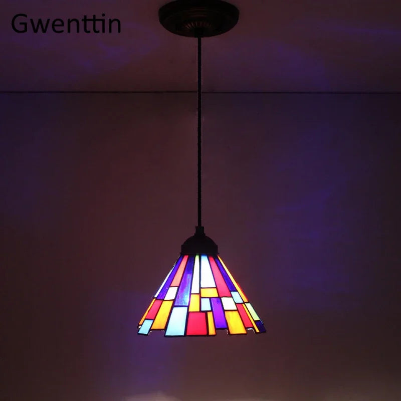 Vitrail suspension lampe salle à manger lustres plafond suspension chambre luminaire maison Luminaria Tiffanydecor
