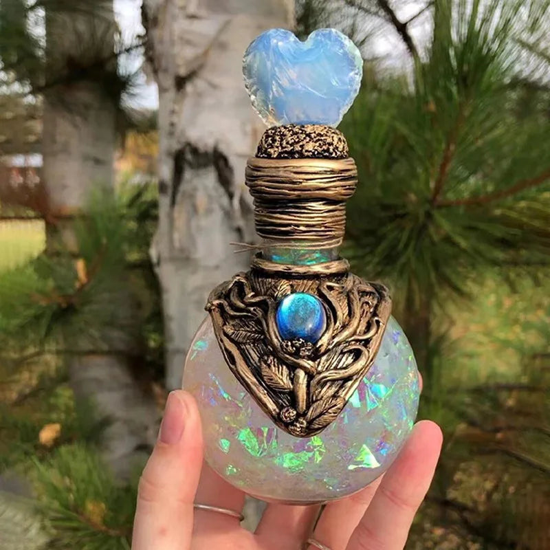Mini bouteille de potion magique en résine – Ornement mystique pour bureau et décoration intérieure, symbole d’elfes, sagesse et aura protectrice