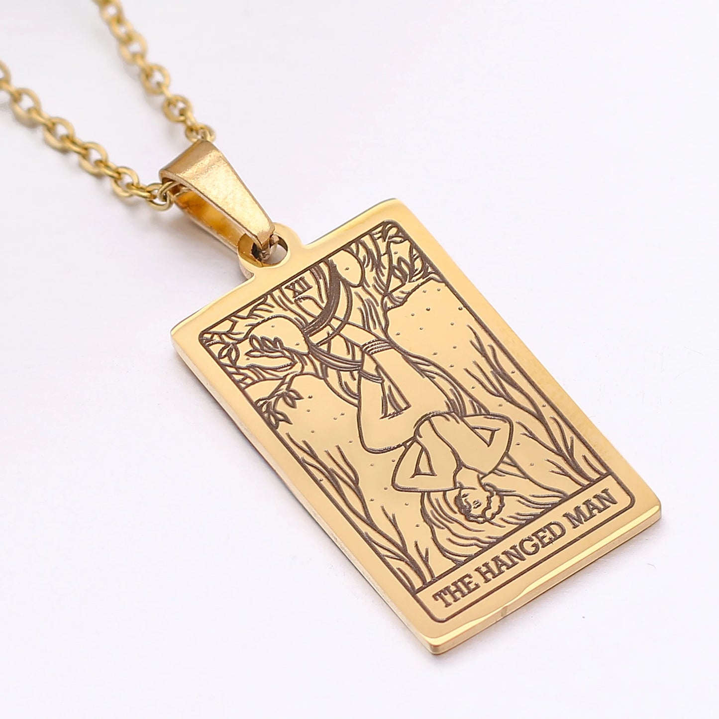 Collier de carte de Tarot en acier inoxydable, amulette porte-bonheur, bijoux ras du cou pour femmes, pendentif magicien/étoile/lune/soleil, vente en gros