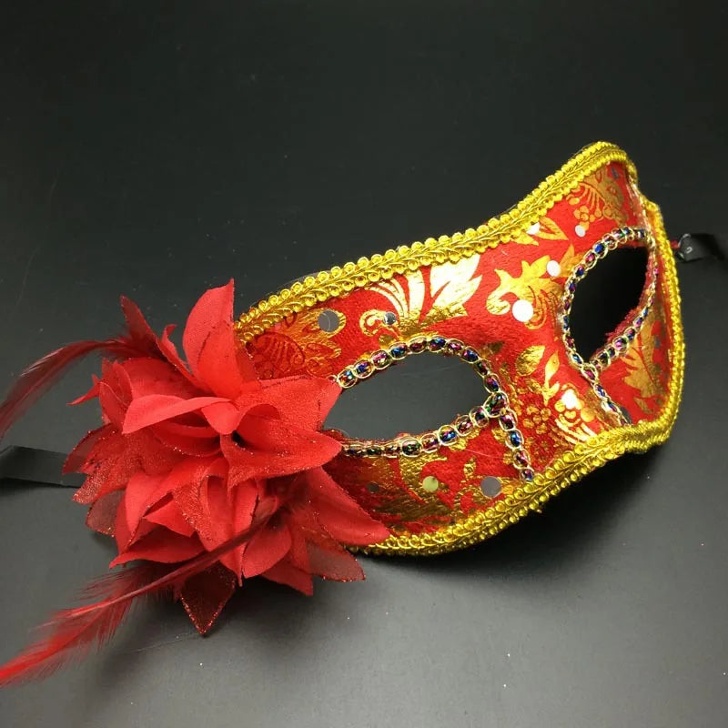 Masque de mascarade Floral demi-visage à paillettes pour femme, masque de venise, accessoires de Costume d'halloween pour fête Cosplay
