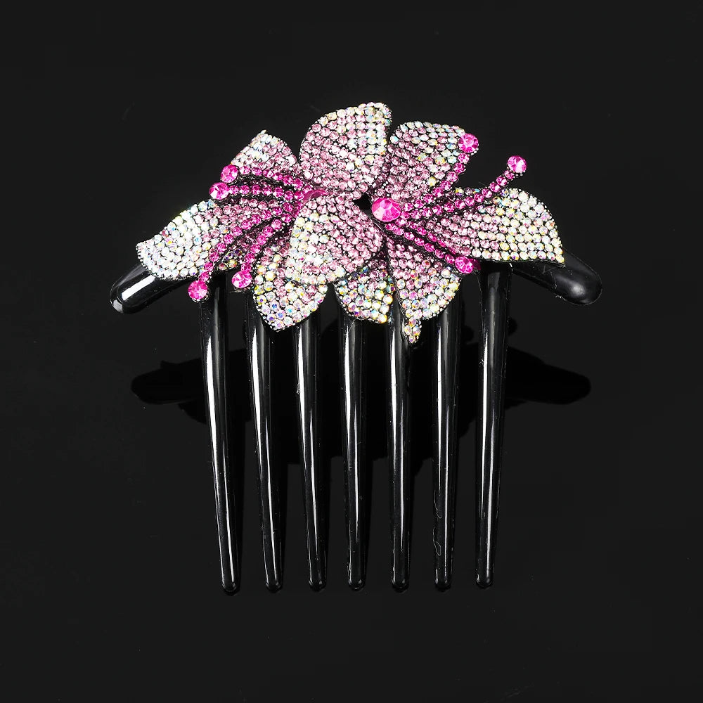 Peigne à cheveux AWAYTR en cristal avec strass – Accessoire professionnel pour chignons, tresses et queues de cheval