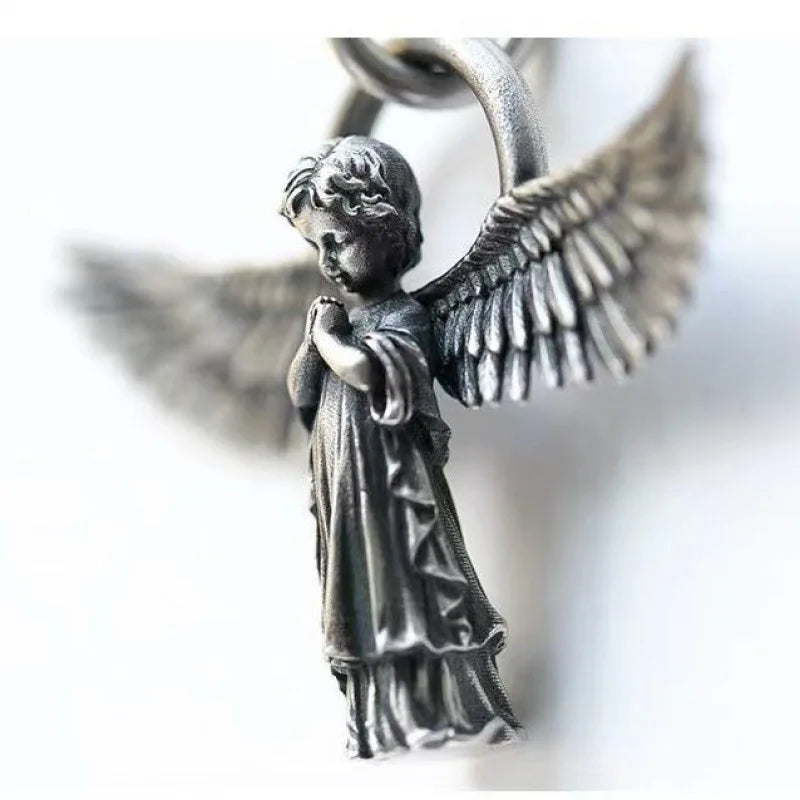 Collier ange gardien couleur or pendentif ailes d'ange Style rétro pendentif bijoux en gros