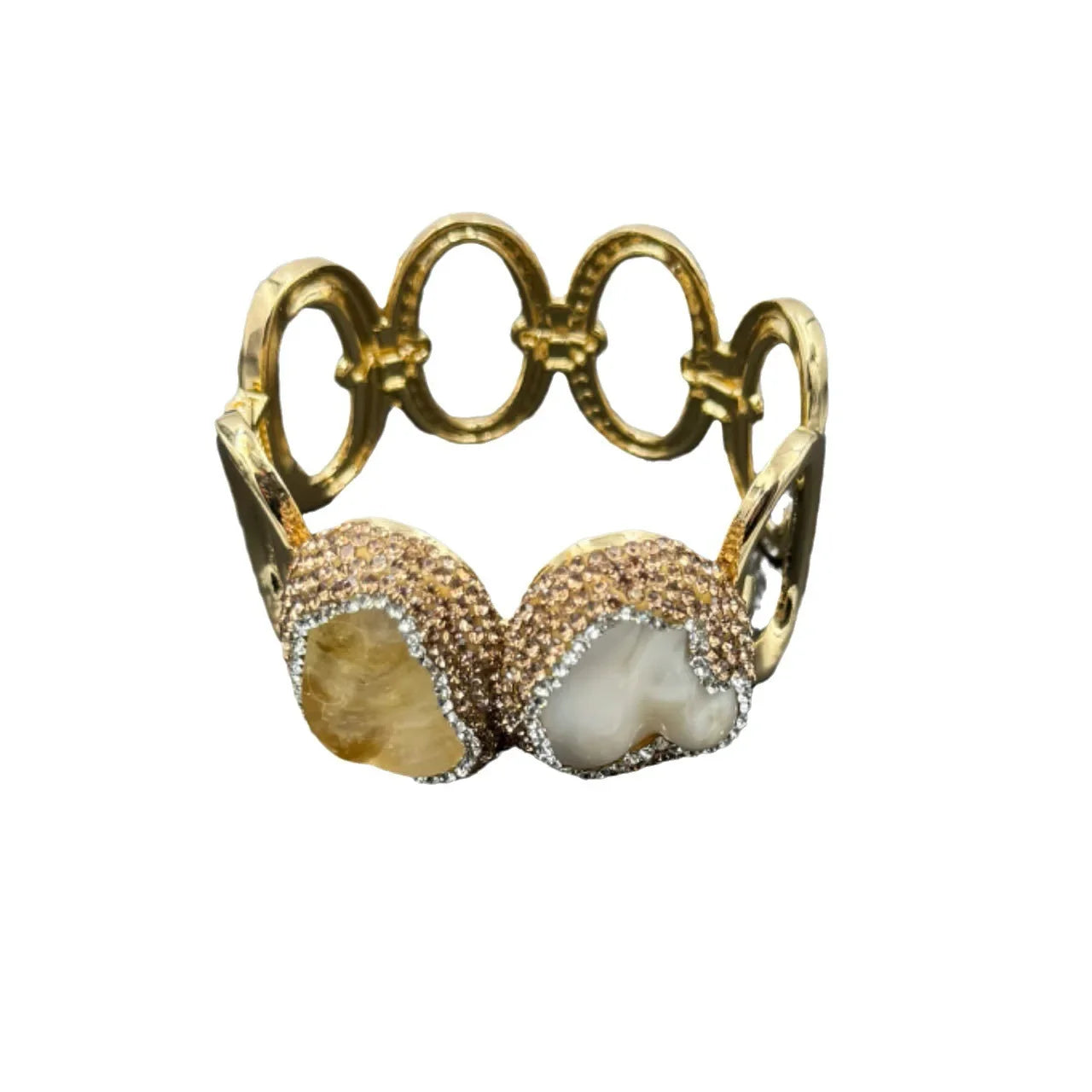 Bracelet de perles baroques naturelles incrustées, pierre brute.