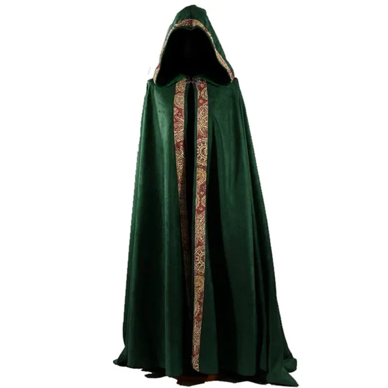Manteau à Capuche Médiéval pour Halloween, Cape Gothique Vintage, Costume Long de Magicien Everak