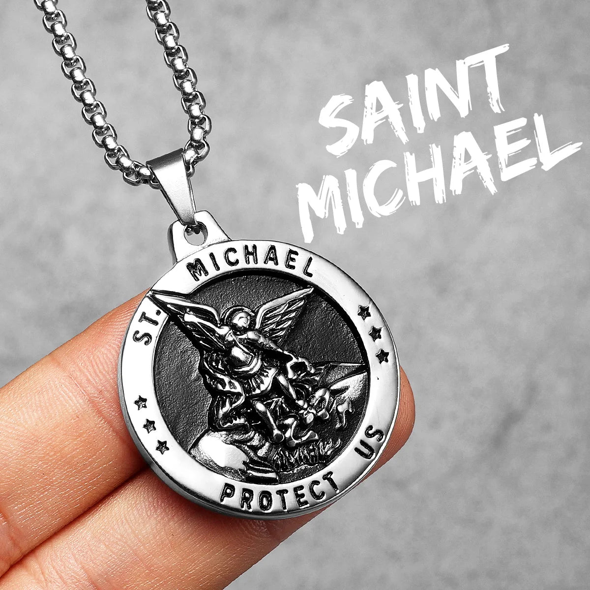 Collier pendentif Archange Saint Michel en acier inoxydable pour hommes et femmes – amulette puissante.