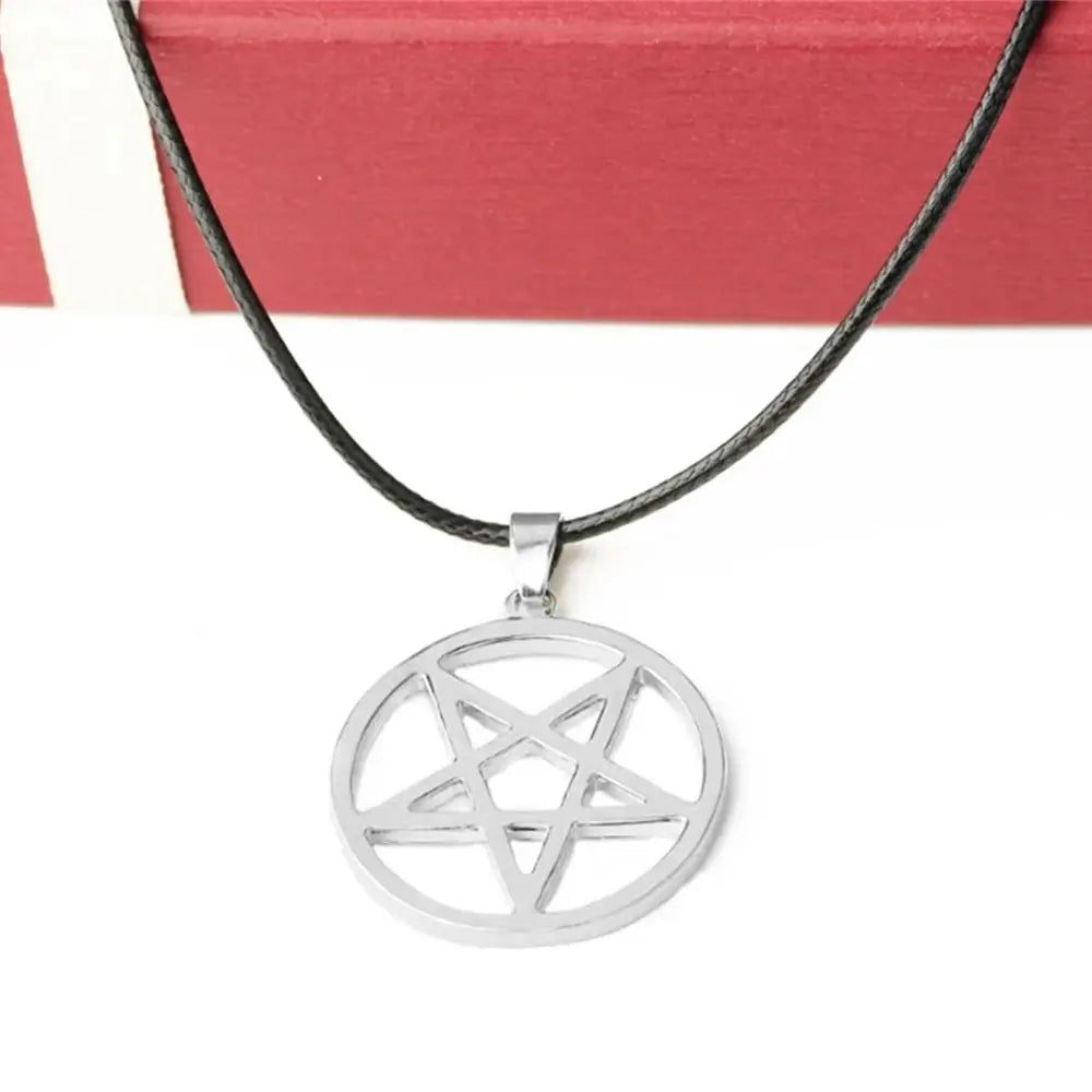 Collier de majordome noir à la mode, pendentif pentagramme Pentacle, Logo Lucifer Satan, signe, bijoux surnaturels pour hommes et femmes