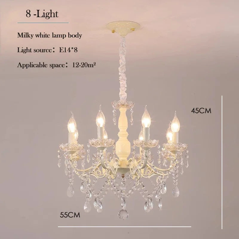 2025 lustres en cristal français lampes en cristal blanc laiteux lumière Table à manger de luxe chambre de princesse chambre de fille Chand