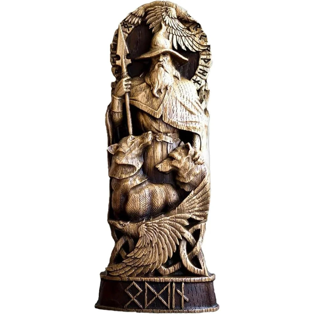 Statue Panthéon Scandinave en Résine pour Dieu Nordique, Armoire à Vin, Sculpture d'Étagère T1, Podium (Thor)