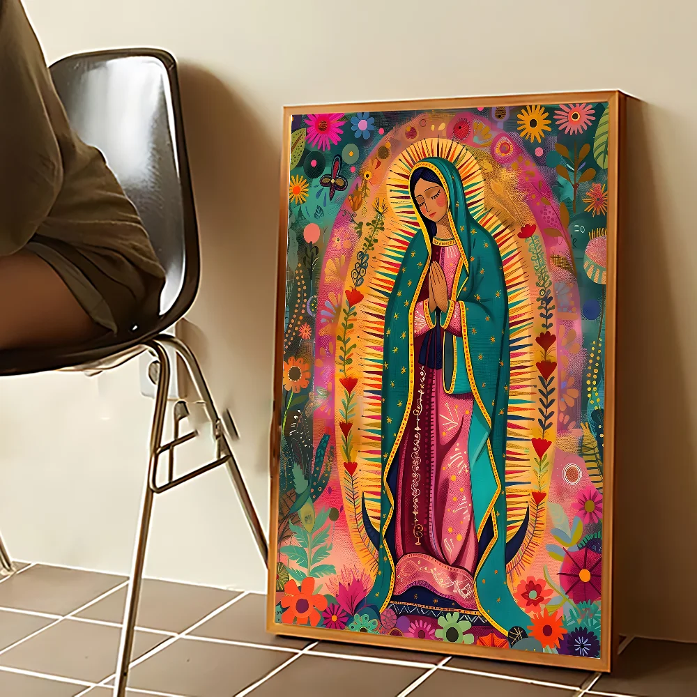 Vierge Marie Art Madame Guadalupe toile peinture affiche Kraft Club Bar papier Vintage affiches mur Art peinture chambre étude