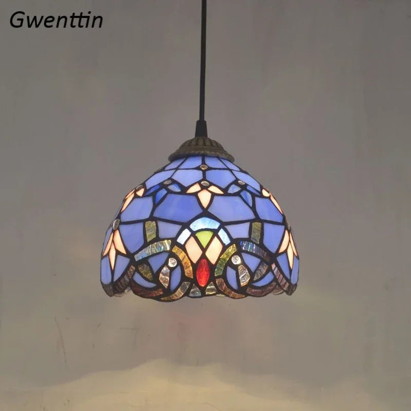 Vitrail suspension lampe salle à manger lustres plafond suspension chambre luminaire maison Luminaria Tiffanydecor