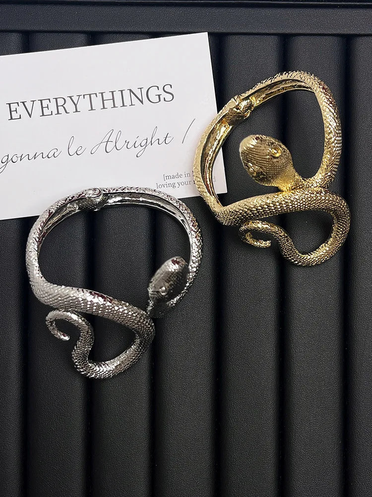 Bracelet Serpent Ouvert XIALUOKE Unisexe – Style Gothique Punk Hip-hop, Bijoux Tendance pour Femme et Homme