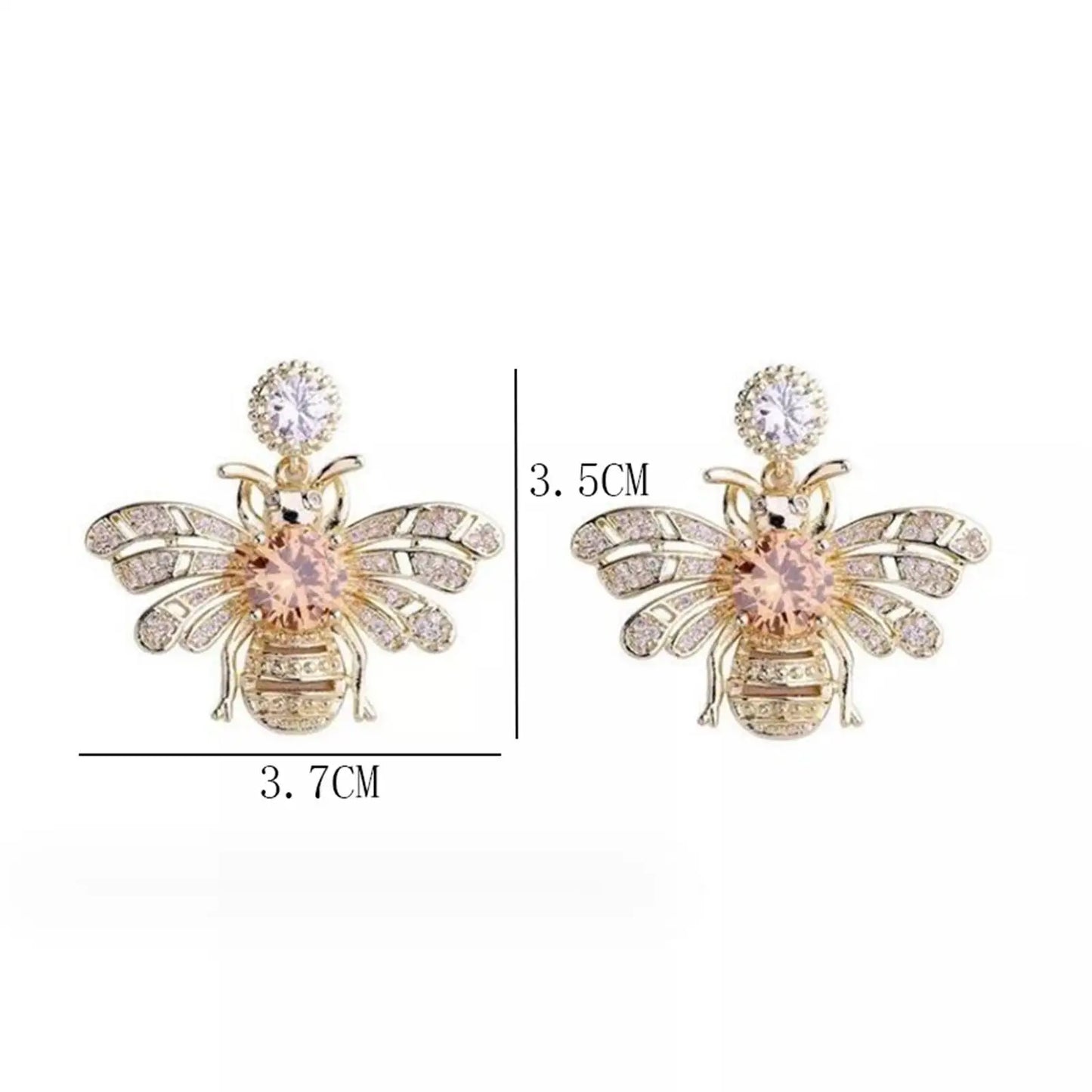 Boucles d'oreilles abeille en strass – bijoux élégants et raffinés, parfaits pour la Saint-Valentin, mariages et occasions festives.