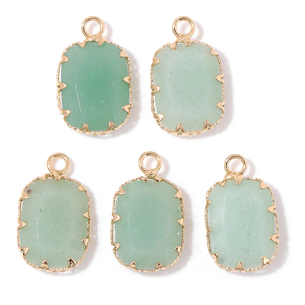Pendentif en Pierre Naturelle Aventurine Verte, Perles de Jades de Guérison, Breloques Porte-Bonheur, Bijoux de Bricolage pour Femme et Homme, 2 Pièces