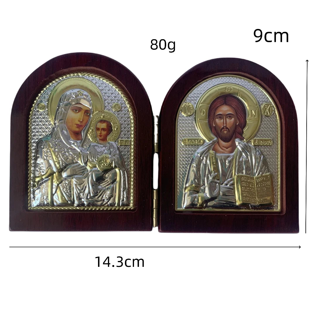 Statues d'icône en bois de jesus, Double vierge marie, religieux, noël, pâques, décoration de la maison, cadeau d'église
