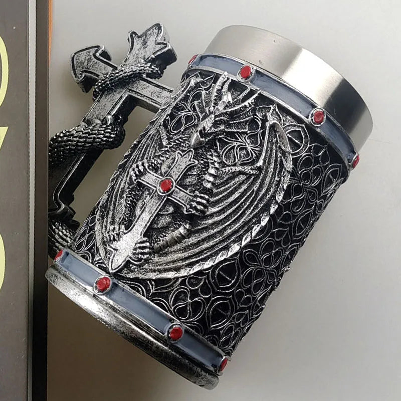 Tasses à bière Norse Myenson, arbre du monde, viking, kokor, baril de chêne, chope en résine, acier inoxydable, tasse à eau, tasse à café, 600ml