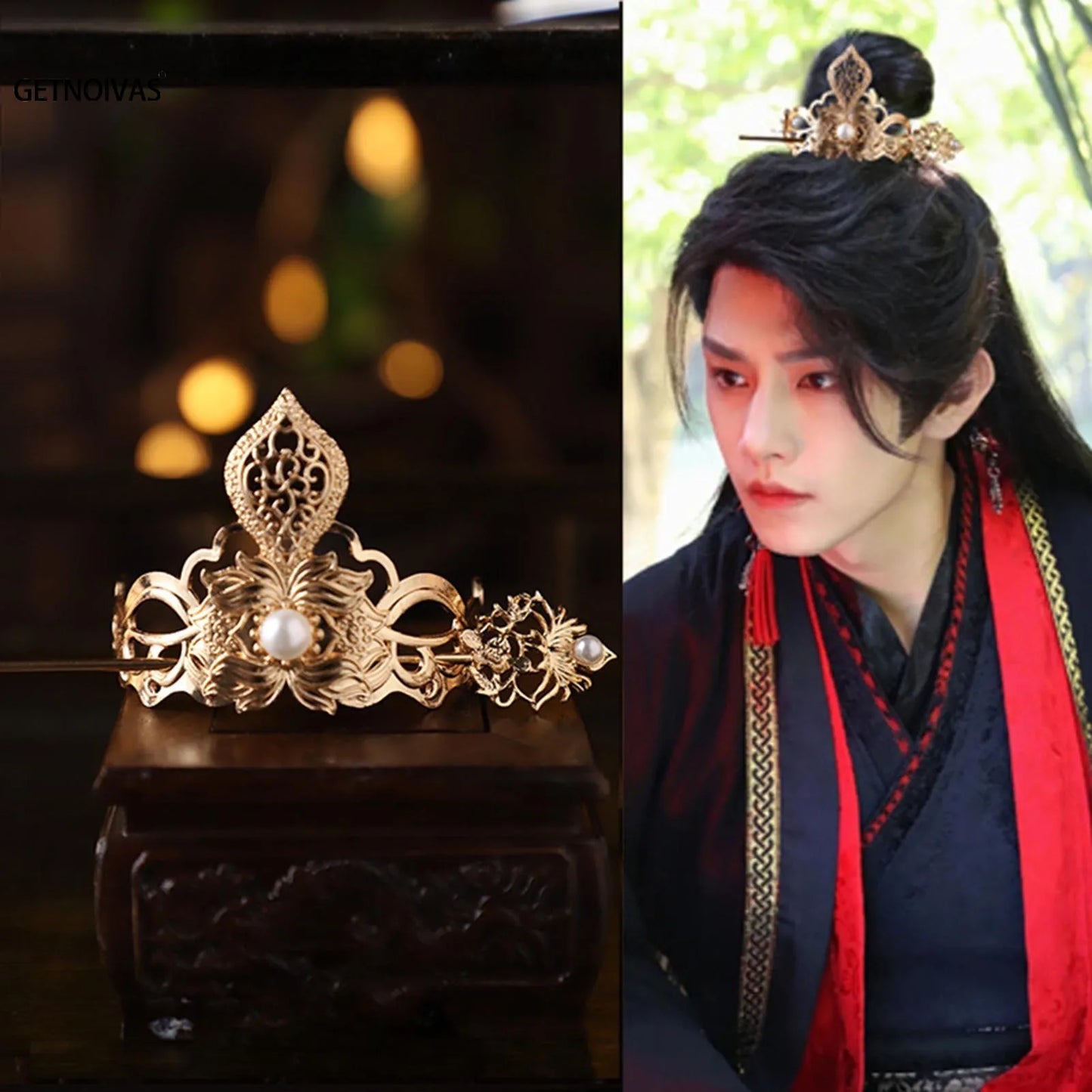 Couronne de cheveux Hanfu chinoise, chignon rétro queue de cheval, accessoire pour cheveux, couvre-chef en métal Vintage pour coiffure de fête Cosplay