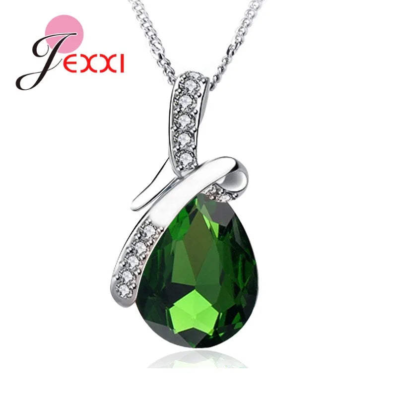 Pendentif goutte d'eau cubique en argent regardé 925, cristal de documents multiples, bijoux de fiançailles de mariage, cadeau pour les patients, contre-indiqué, colliers de la présidence