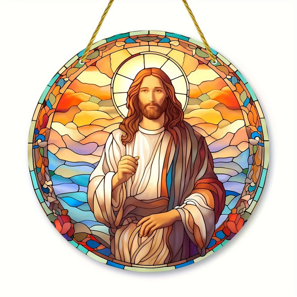 Attrape-soleil de Jésus religieux en acrylique Art déco, plaque murale polyvalente, panneau décoratif pour la maison et le jardin