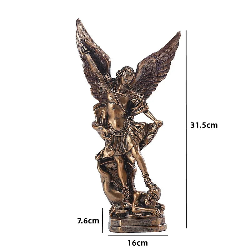 Statue de Saint Michael en résine, Sculpture d'ange, décoration de Michael archange défaut Lucifer Tramples, Figurine de démon