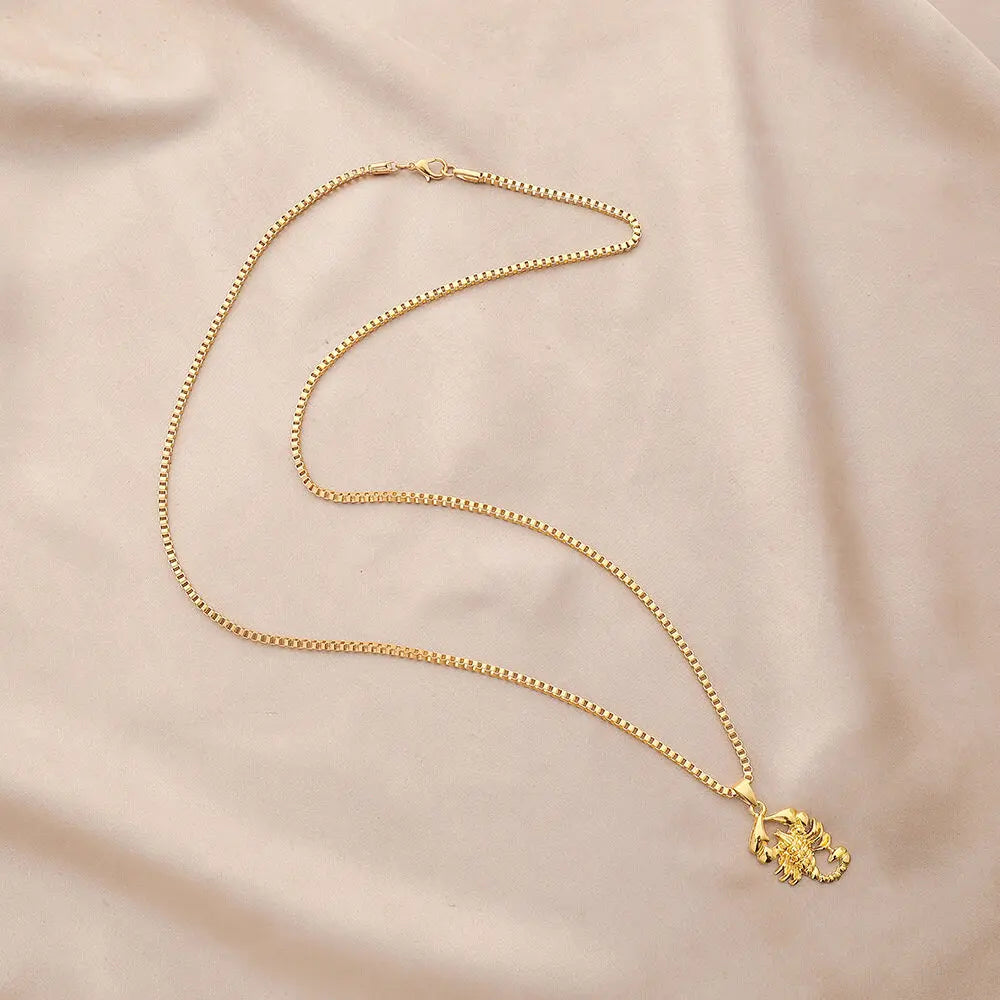 Collier pendentif Scorpion en or pour homme, bijoux punk, rock, hip hop, cadeau