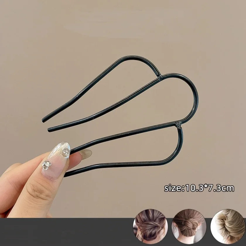 Épingle à cheveux en forme de 03/U pour femme, fermoir à cheveux en alliage féminin, accessoires pour chignon rétro français, perle élégante, peignes à fleurs, cadeau