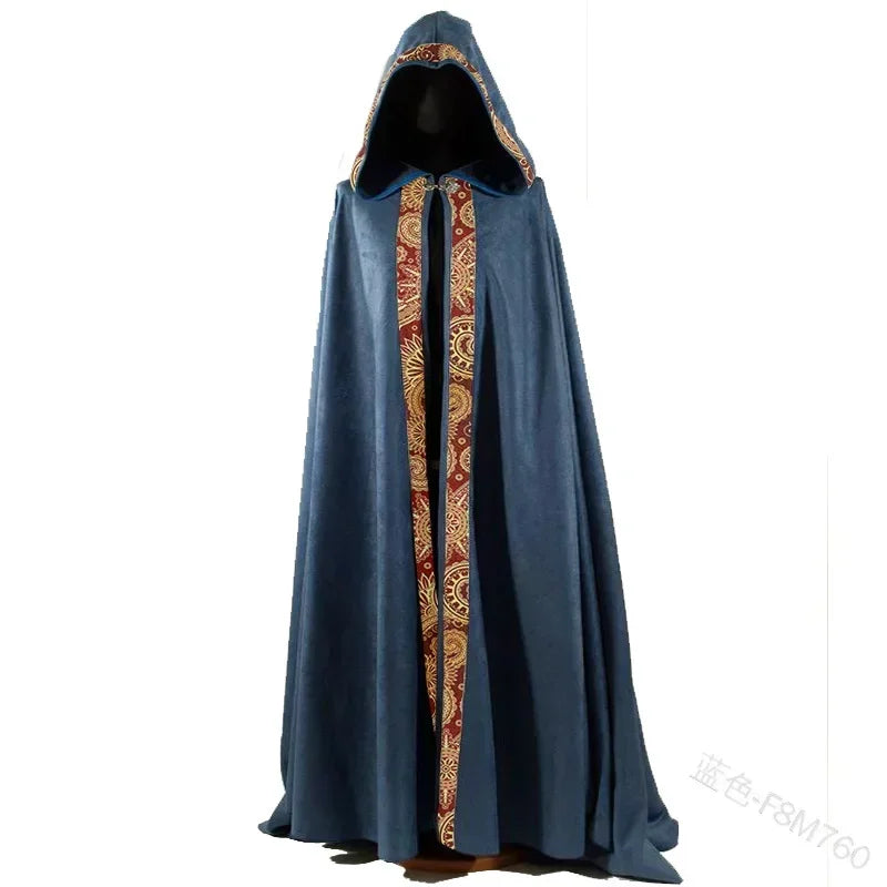 Manteau à Capuche Médiéval pour Halloween, Cape Gothique Vintage, Costume Long de Magicien Everak