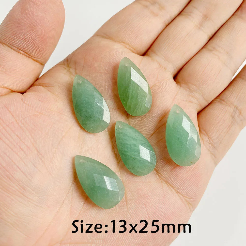 Pendentif en Pierre Naturelle Aventurine Verte, Perles de Jades de Guérison, Breloques Porte-Bonheur, Bijoux de Bricolage pour Femme et Homme, 2 Pièces