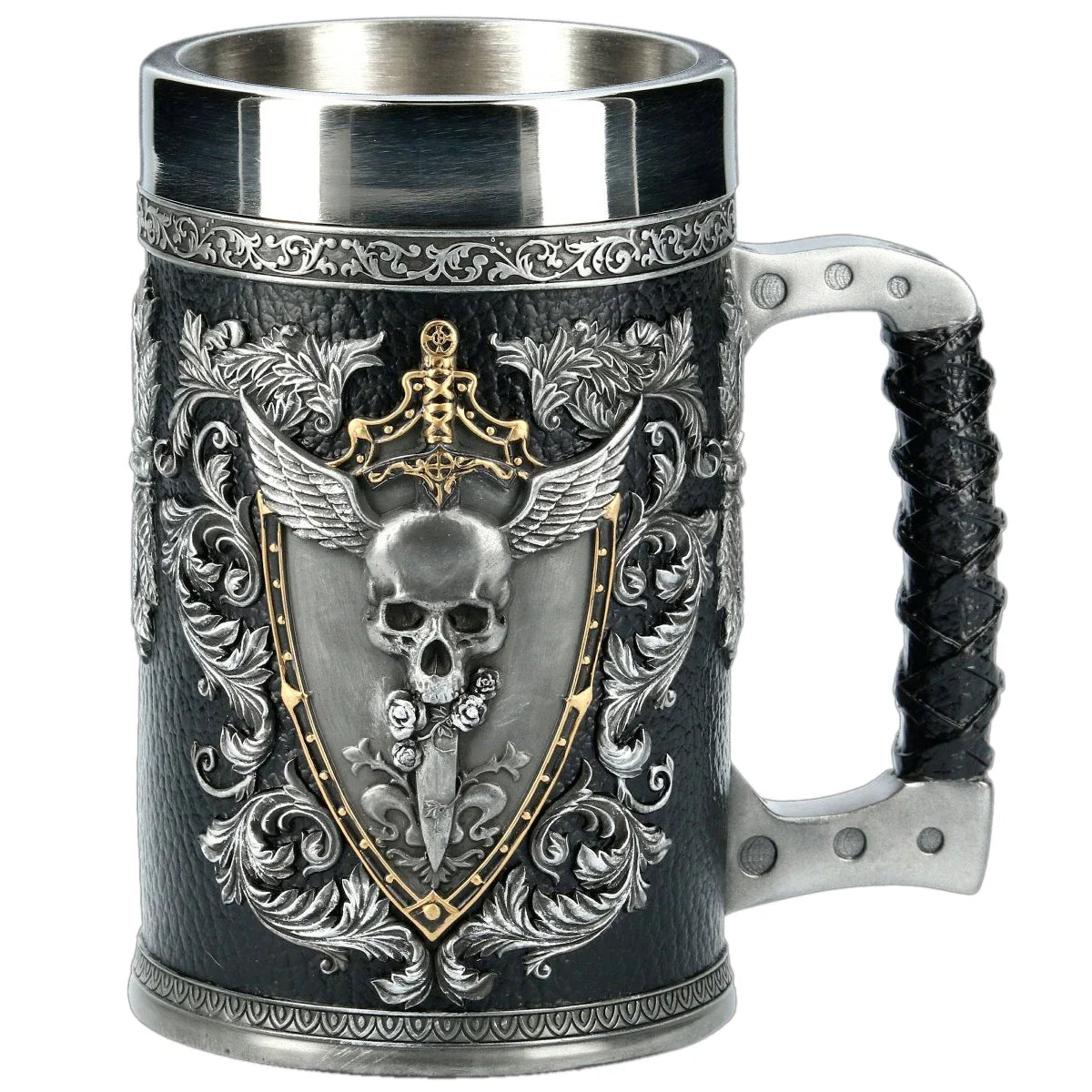 Tasses à bière Norse Myenson, arbre du monde, viking, kokor, baril de chêne, chope en résine, acier inoxydable, tasse à eau, tasse à café, 600ml