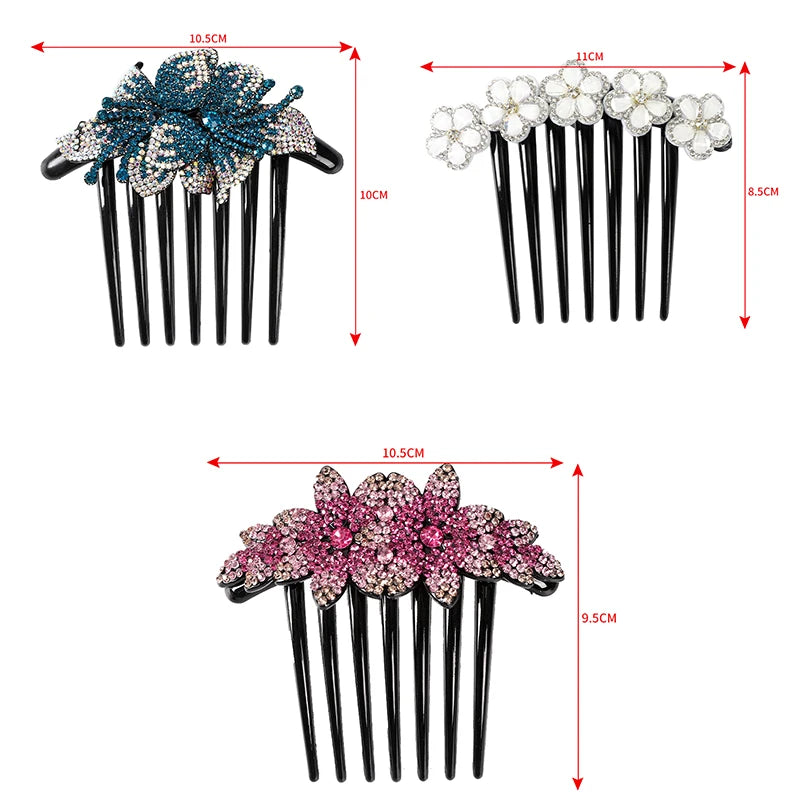 Peigne à cheveux AWAYTR en cristal avec strass – Accessoire professionnel pour chignons, tresses et queues de cheval