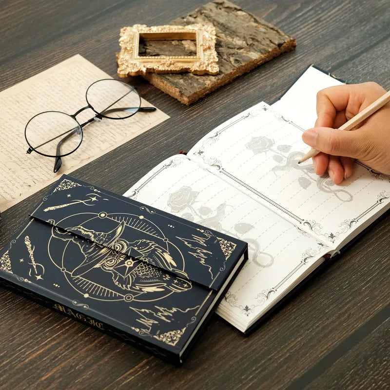 Carnet Vintage Hibou Européen avec Boucle Magnétique – Cahier de Réunion et Manuel Étudiant Élégant