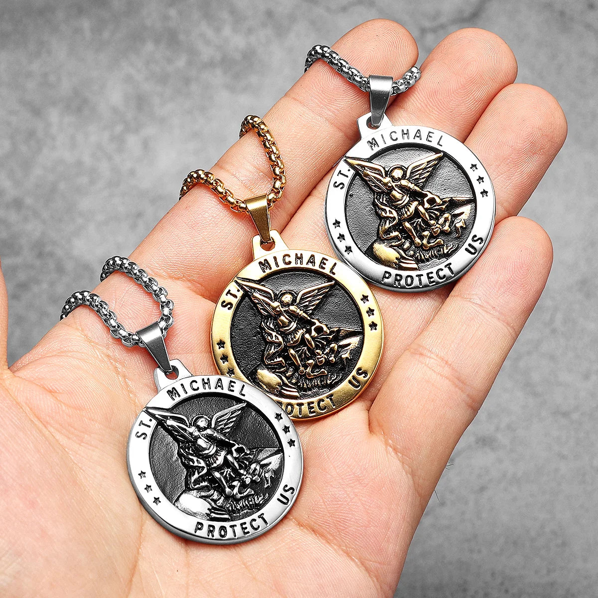 Collier pendentif Archange Saint Michel en acier inoxydable pour hommes et femmes – amulette puissante.