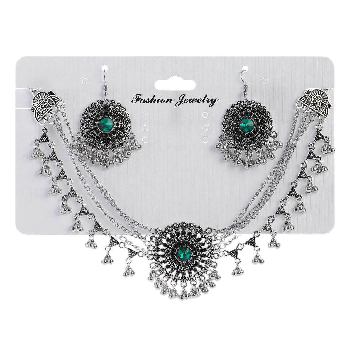 Boho Vintage Blue Beads Turquoise Jewelry Sets for Women, Silver Plated, Géométrique Necklace, Boucles d'oreilles, Cadeaux