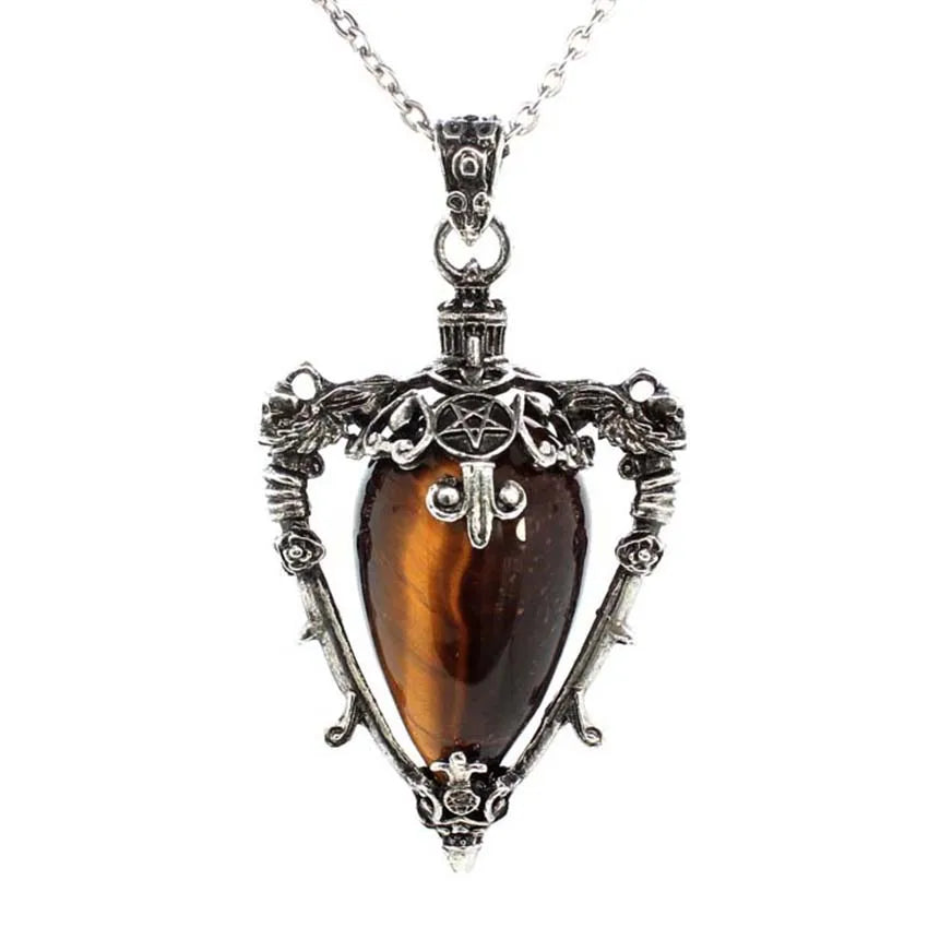 Collier pendentif en cristal goutte d'eau pour hommes et femmes, Quartz rose naturel, Onyx, Lapis Lazuli, Opale, Bijoux en pierre antique, Alanding Yst
