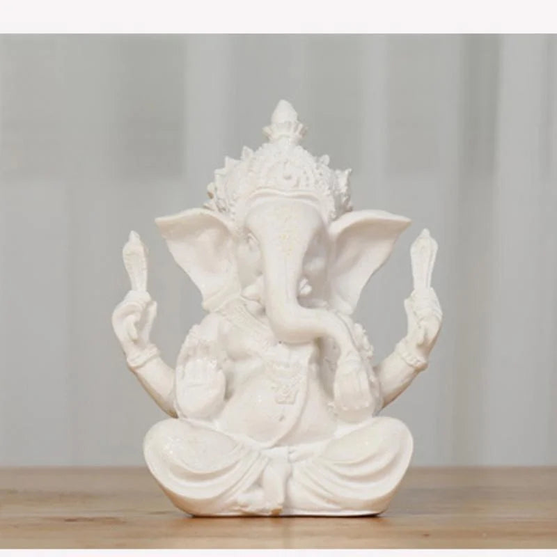 Statue d'éléphant de bouddha Ganesha en grès, Sculpture faite à la main, accessoires de décoration pour la maison