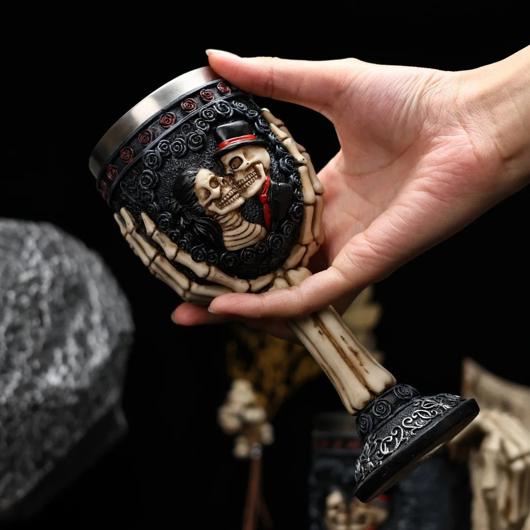 Gobelet gothique Jour des modules de fréquence, Seton Skull, Halloween Bride and Groom, Black Trash, Wine Cup, Friends Gift