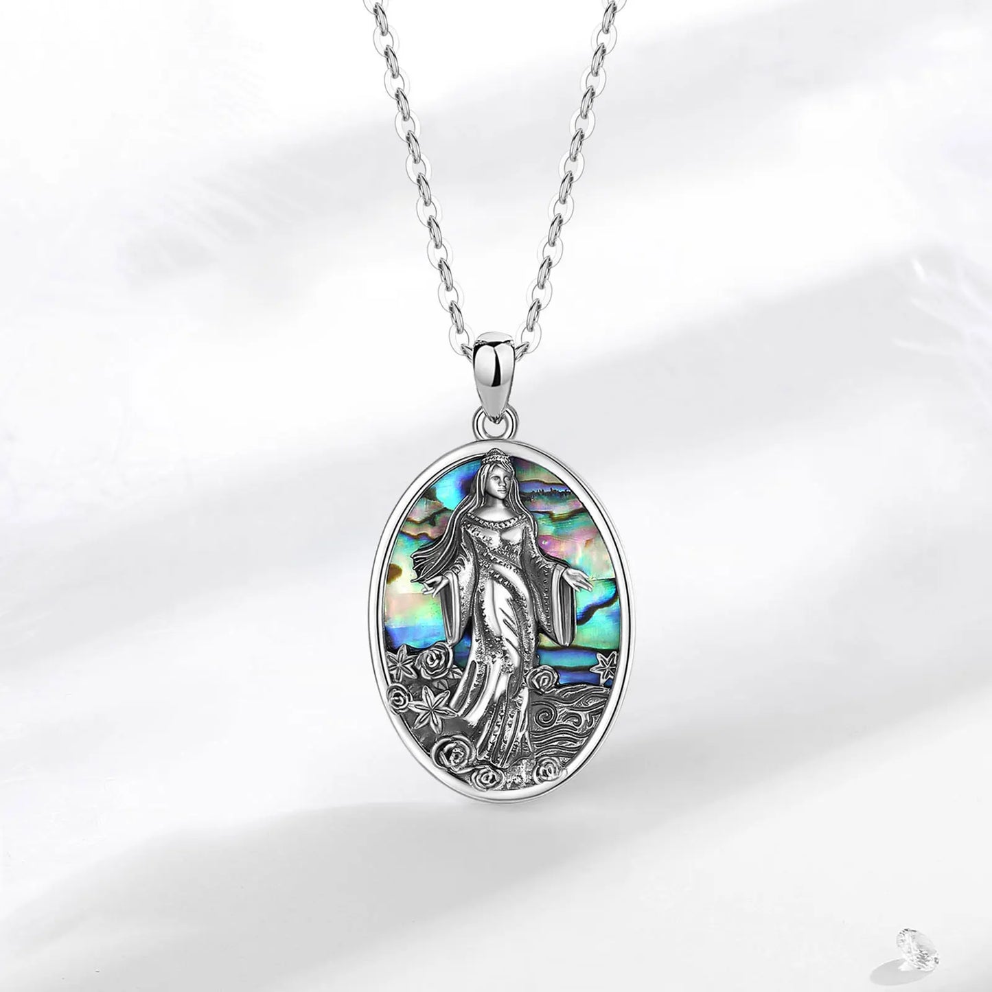 Eudora Original 925 en argent Sterling déesse de la mer Yemaya collier naturel coquille d'ormeau Lemanja amulette pendentif bijoux fins cadeau